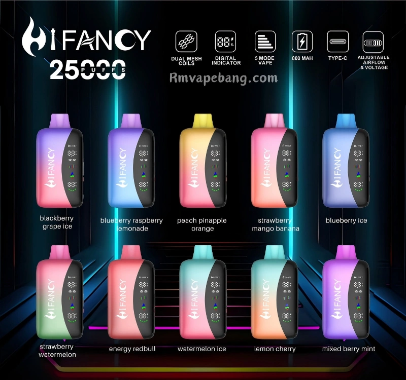 Premium fruit ice flavor HIFANCY Rainbow 25K puffs disposable vape