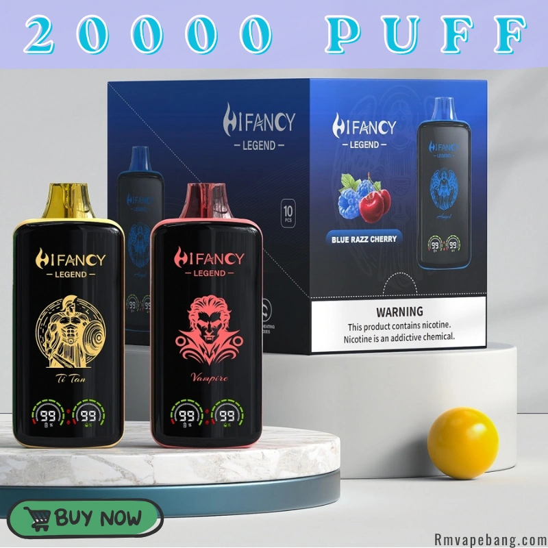 HIFANCY Legend 20000 bouffées, vapoteuse jetable futuriste, affichage complet, design haut de gamme