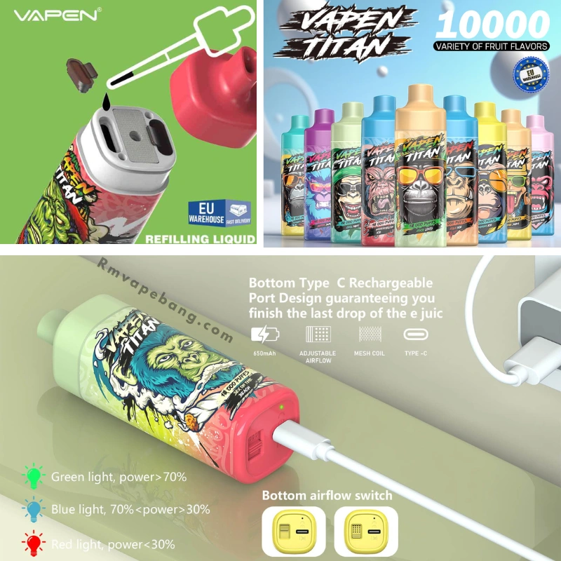 VAPEN TITAN 10K Jednorazové vapovacie zariadenie s mriežkovou cievkou