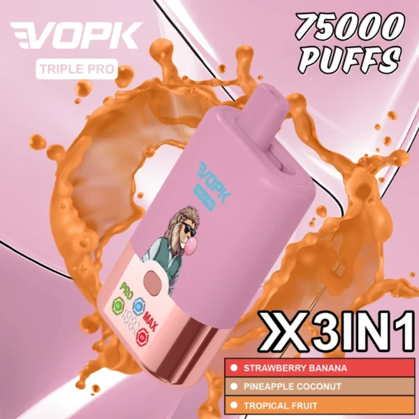 Vopk triple flavors 75k puffs New model