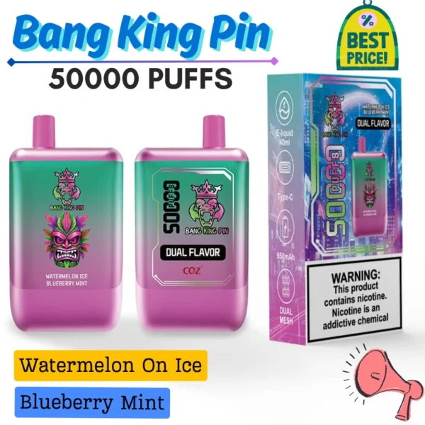 Bang King pin Double flavors vape 50000 puffs Box Design