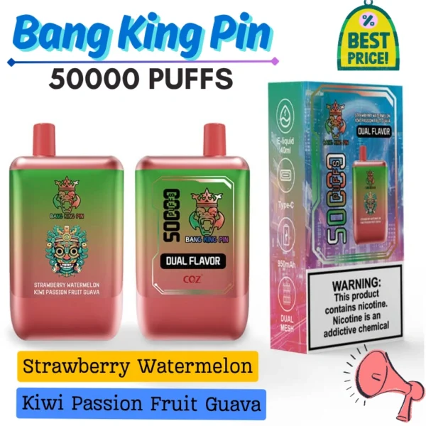 Bang King pin Double flavors vape 50k puffs Box Design
