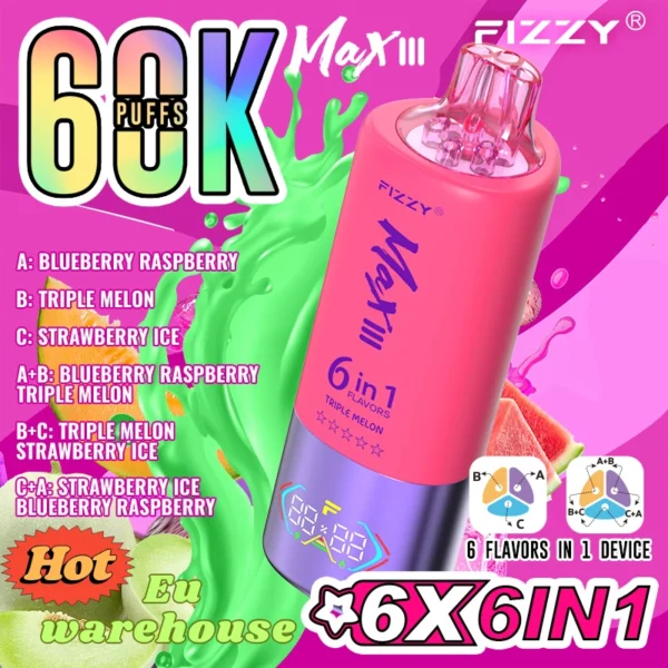 Fizzy 6 in 1 flavors 60000 puffs Top Sale