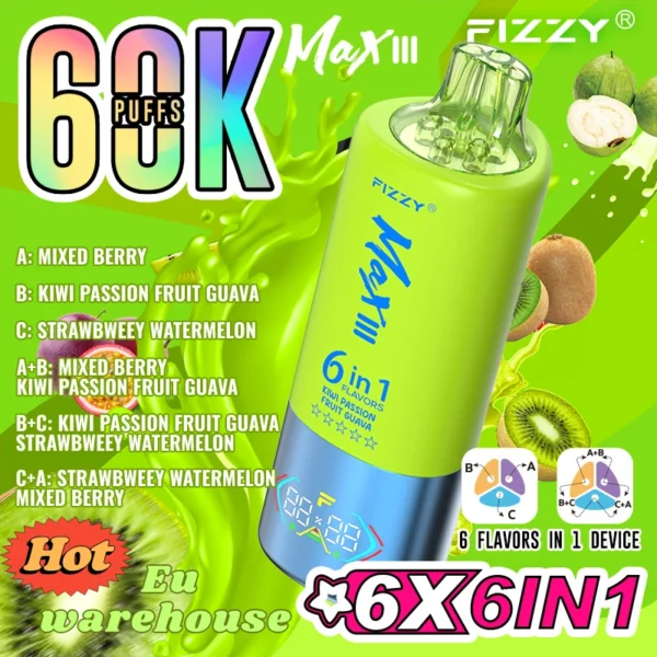 Fizzy 6 in 1 flavors 60k puffs Top Sale