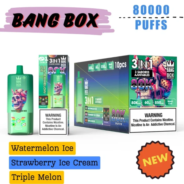 Bang box 3 in 1 flavors 80000 puffs Discount price