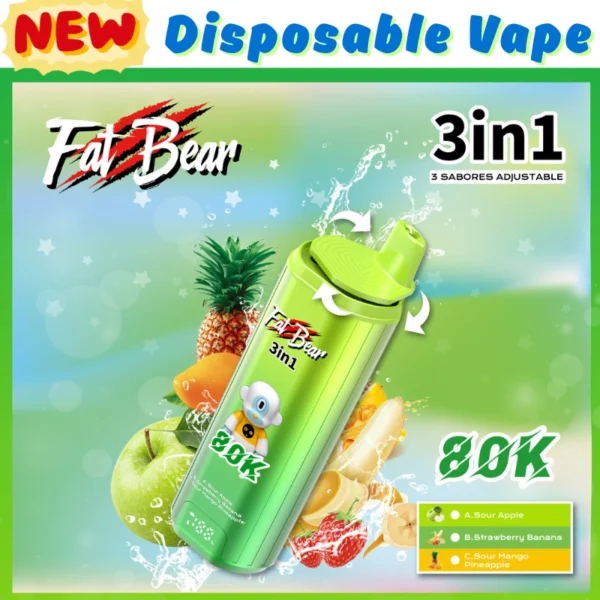 Fat Bear 3 in 1 flavors 80000 puffs Best quality