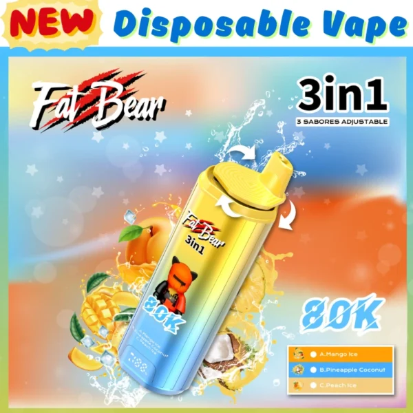 Fat Bear 3 in 1 flavors 80000 puffs wholesale price