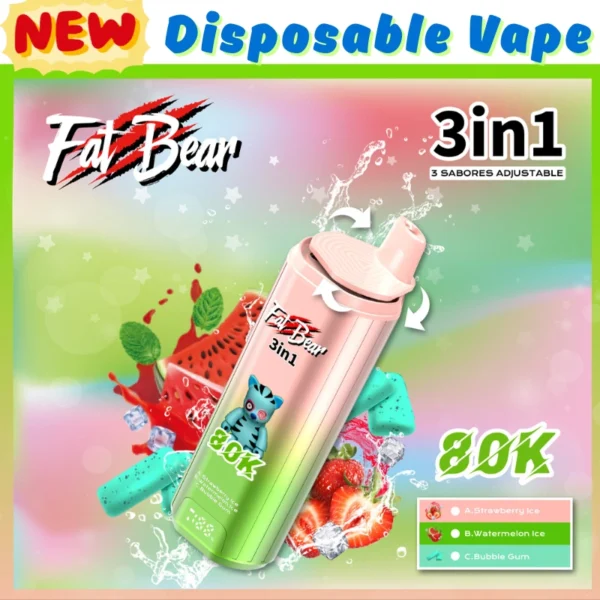 Fat Bear 3 in 1 flavors 80k puffs Best quality