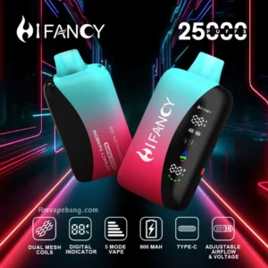 HIFANCY Rainbow 25K puffs smart screen rechargeable disposable vape device
