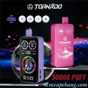 uzy tornado dual mesh coil engångsvape 30k puffar smidigt luftflöde smart display-enhet