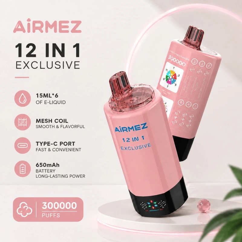 Jednorazová e-cigareta AiRMEZ 300K s prepínaním čistých príchutí