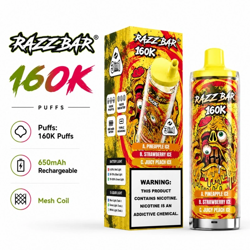 Razz Bar 160000 Pufov 3 v 1 Jednorazový Vaporizér