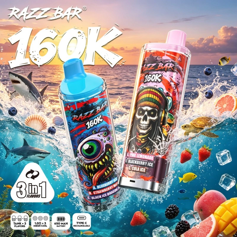 Razz Bar 160000 Pufov Výrobná Cena Jednorazový Vaporizér