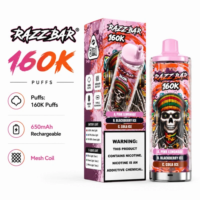 Razz Bar 160000 Pufov Nabíjateľný Vaporizér Type-C