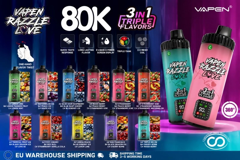 VAPEN RAZZLE LOVE 80K 3 in 1 Triple Flavor Vape