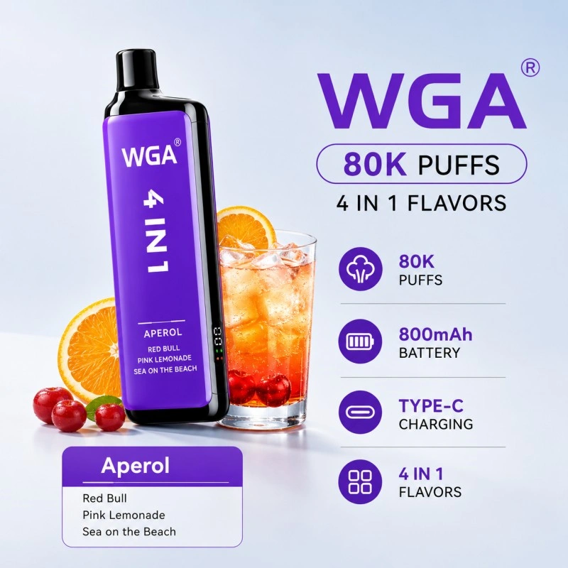 WGA 4 v 1 jednorazový vaporizér, 80 000 potiahnutí, veľkoobchodné dodávky