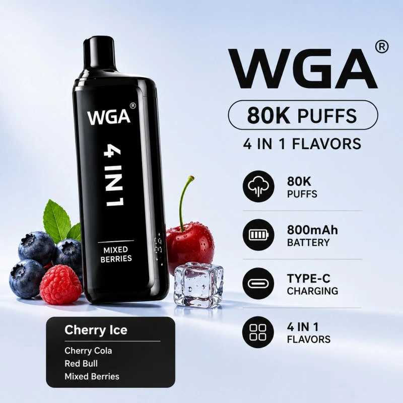 WGA 80K jednorazový vaporizér, batéria 800 mAh, nabíjanie cez konektor typu C