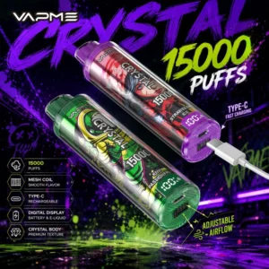 VAPME CRYSTAL 15K Disposable Vape with 20 Unique Flavors